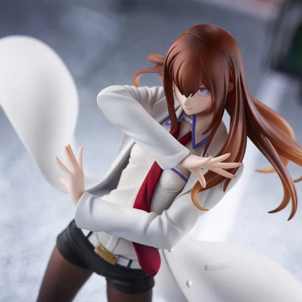 Steins;  Gate Anime Makise Kurisu Figure Kurisu Standing Pose Action Figure White Clothes Model Desktop Orphans Collection Gifts