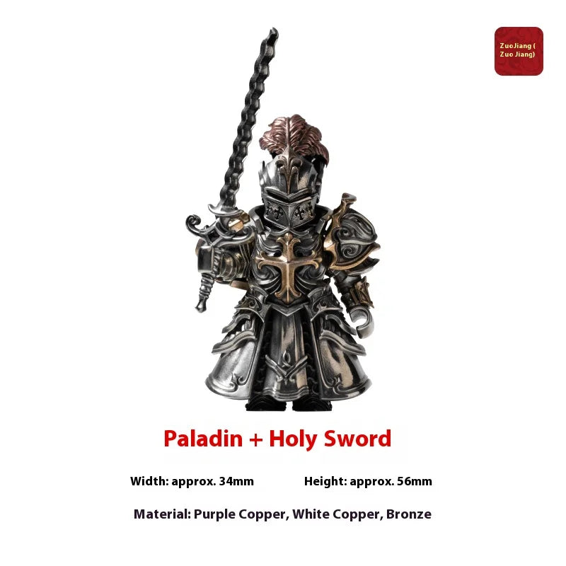 Detachable Metal Paladin Crusader Knight Figurine Chinese Style Desktop Ornament Collectible Action Figure Model Toy Gift