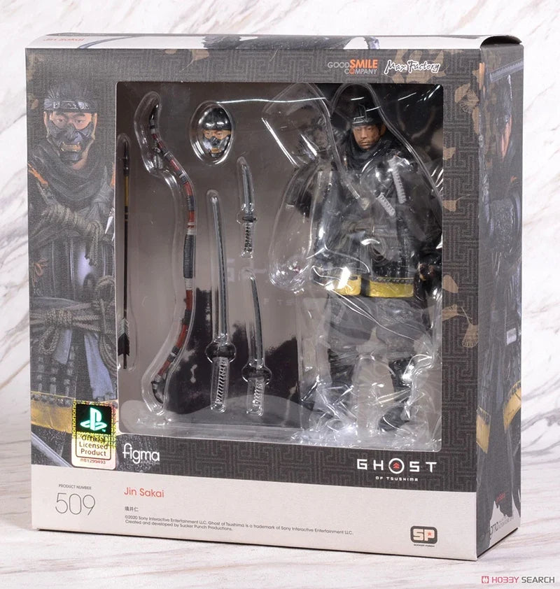 Original figma 509 Ghost of Tsushima Jingren Black Samurai 1/12 PVC Action Figure Toy Model 15.5 cm Collectible Decoration Gift