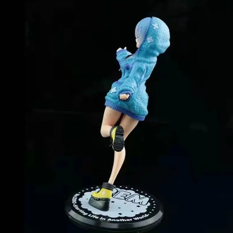 Re Zero Rem Anime Girl Figure Cute Winter Hoodie Style Collectible Action Figure Desktop Display For Anime Fans Collection
