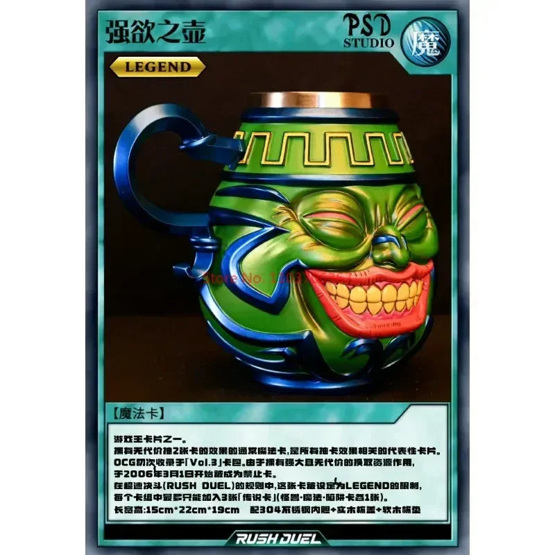 19cm Yu-gi-oh! Duel Monsters Pot Of Greed Anime Action Figure Statue Ornament Cup Model Garage Kit Doll Toys Gift Cool