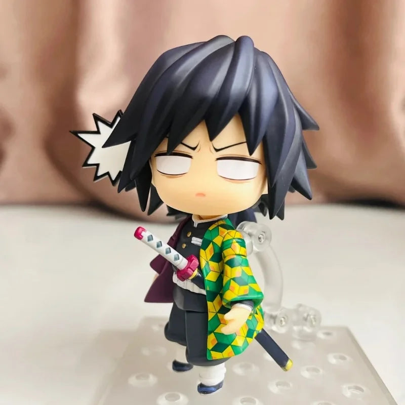 In Stock Genuine Demon Slayer Tomioka Giyu Q Version Anime Action Figure 3 Replace Faces Kawaii Collectible Model Toy Ornament
