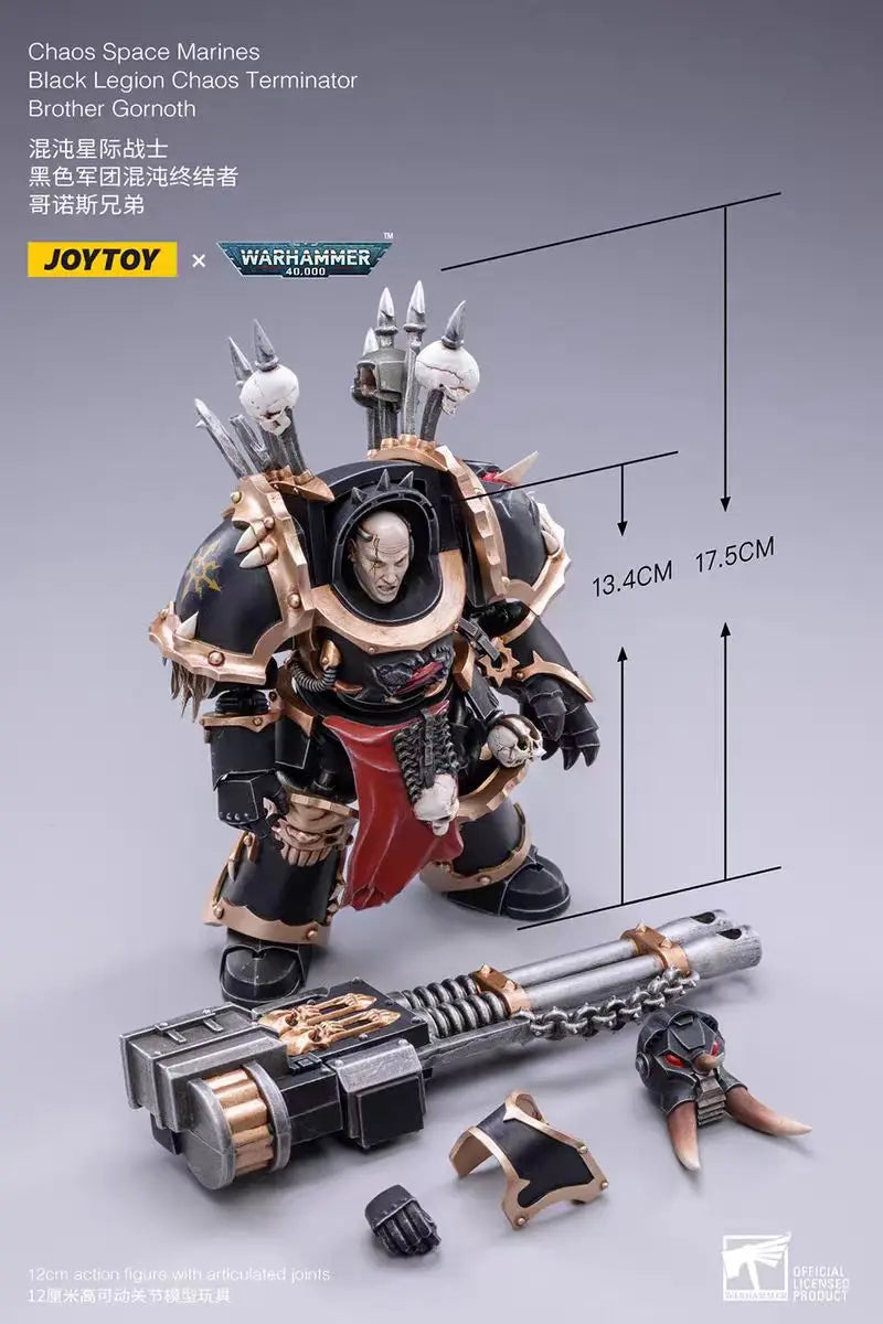 JOYTOY 1/18 Action Figure Warhammer 40K Chaos Space Marines Black Legion Chaos Terminator Brother Gornoth Model Toys Gift