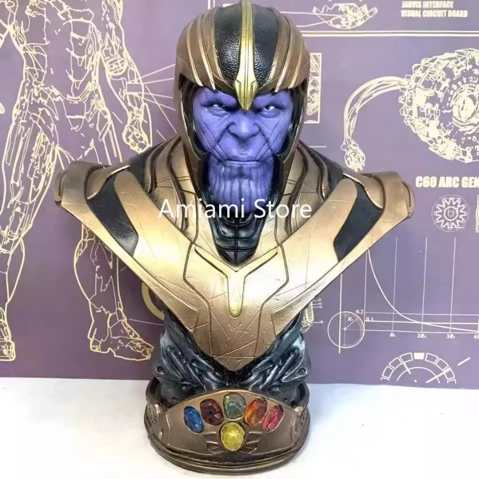 38cm Marvel Avengers Thanos Bust Statue Avengers 4 Movie Model Display Half Head Figure Resin Collectible Birthday Gift for Men