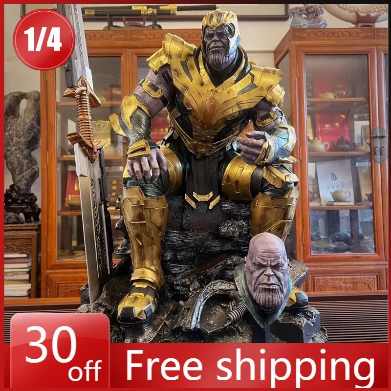 1/4 The Avengers Figure Thanos Sitting Posture Magnetic Suction Anime Model Resin Desktop Ornament Decorations Children Toys