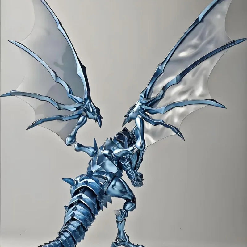 New Yu-Gi-Oh Blue-Eyes White Dragon Model Metal Spray-Painted Action Figures Assembly Kit desktop ornament Boys collect gifts