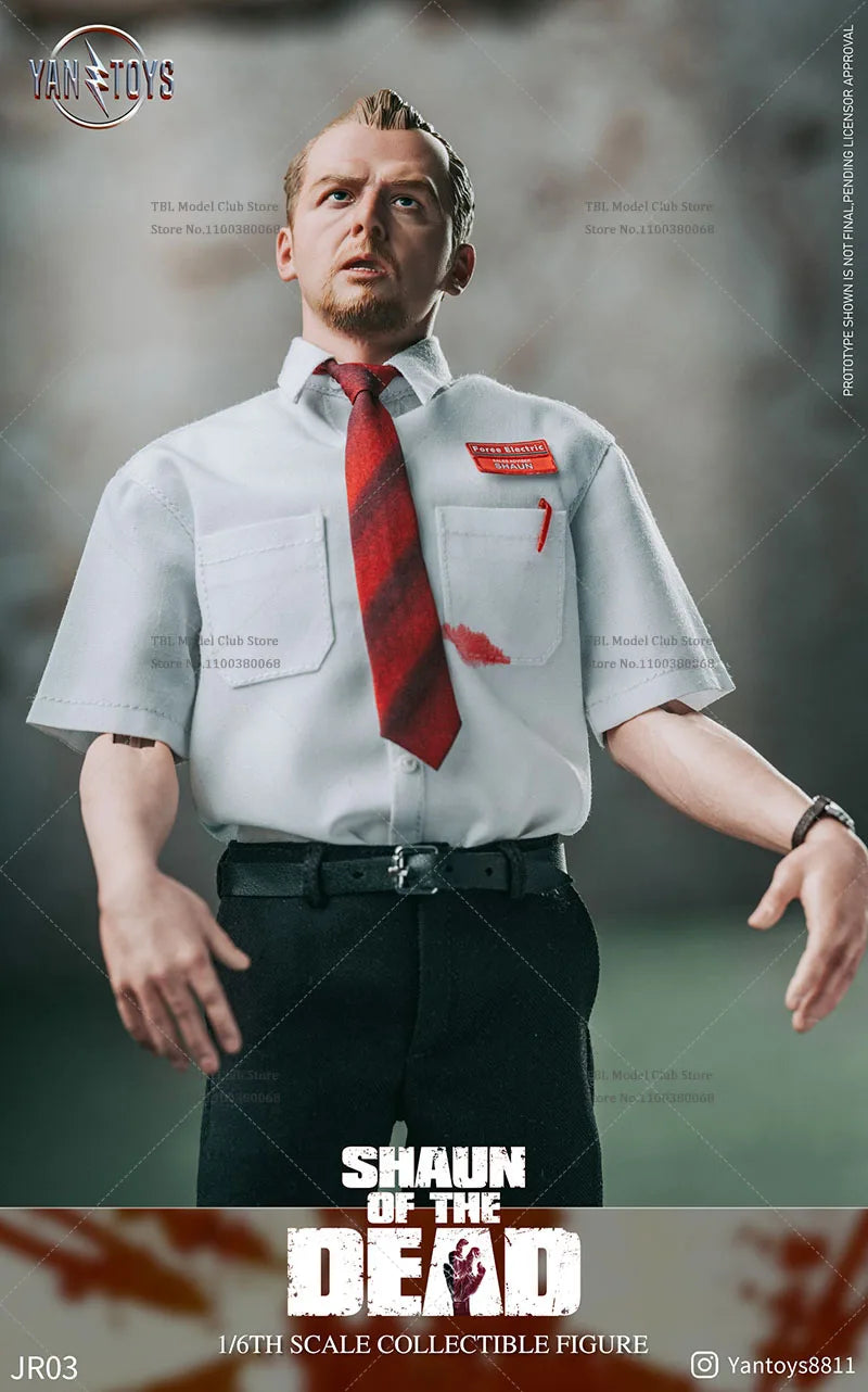 YANTOYS JR03 1/6 Scale Collectible Shaun of the Dead Simon Pegg 12Inch Male Solider Action Figure Full Set Model Toys for Fans
