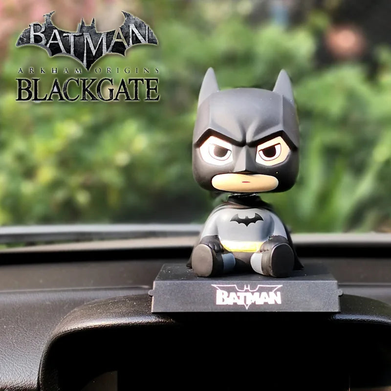 Q version of Batman Toy Figures Cartoon Bobble Head Doll Car Ornaments Marvel's The Avengers Capped Captain Spiderman Model Doll
