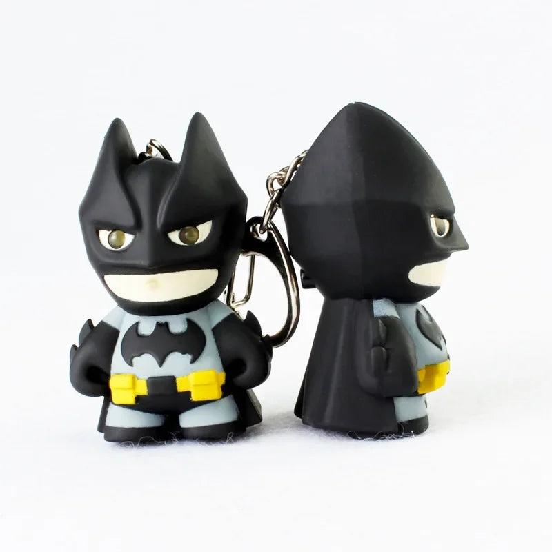 6cm The Dark Knight Rises Figures Eyes Glow Batman Keychain Periphery Q Version Ornaments Collection Desktop Display Gift Toy