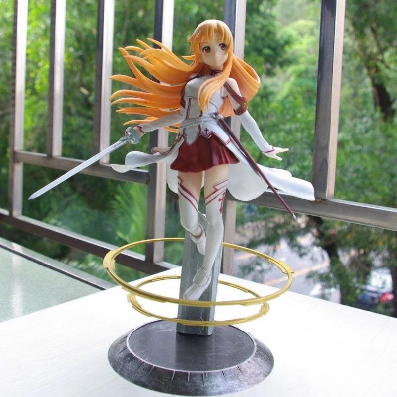 22cm Sword Art Online Anime Figure Yuuki Asuna Perimeter Model Scene Statue Desktop Decoration Ornaments Kids Christmas Gift Toy