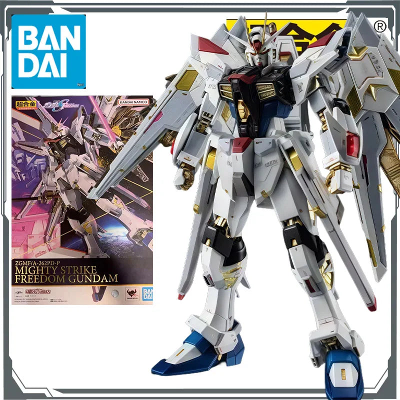 Bandai Original Chogokin Mighty Strike Freedom Gundam 188mm Anime Action Figures Toys for Boys Christmas Gift Collectible Model