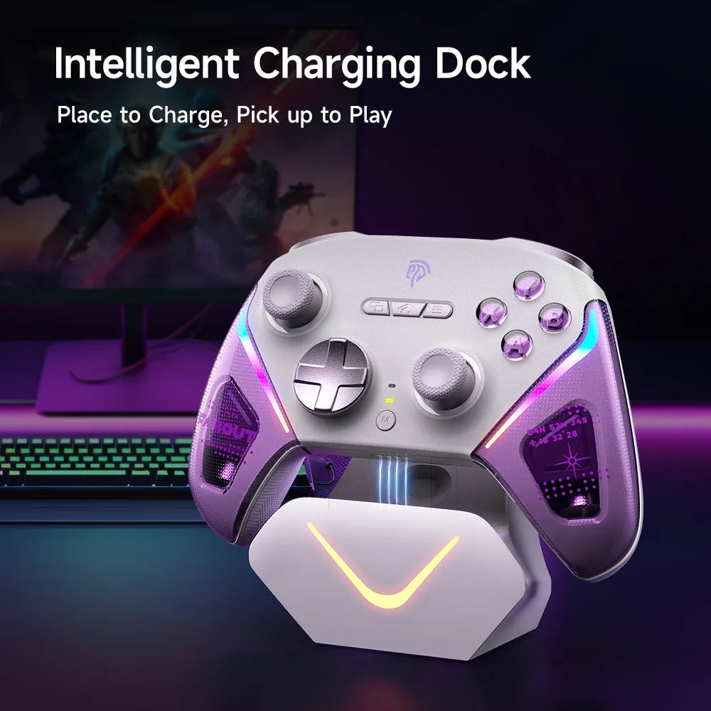 EasySMX D10 Wireless Gamepd TMR Sticks Charging Dock Controller Compatible with PC/Switch/Phone/Steam/TV, Dual-Mode Triggers