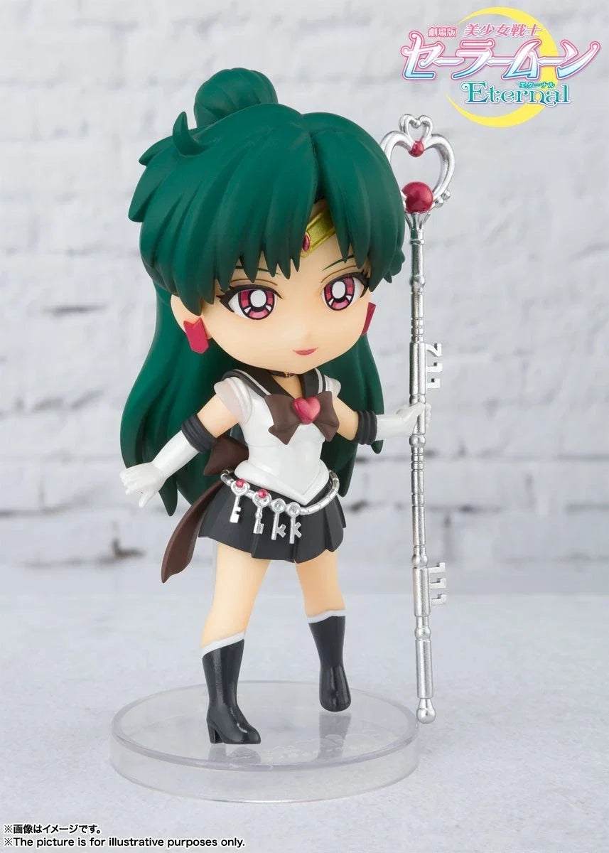 BANDAI Sailor MoonS Action Figures Meiou Setsuna Q-version Active Joint Figures Figuarts Mini Standing Doll Toys Original