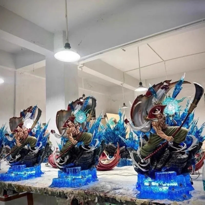 38cm Anime Figure One Piece Whitebeard Pirates Famous Naval Battle Scene Can Emit Light Peripheral Pvc Model Desktop Gifts Toys