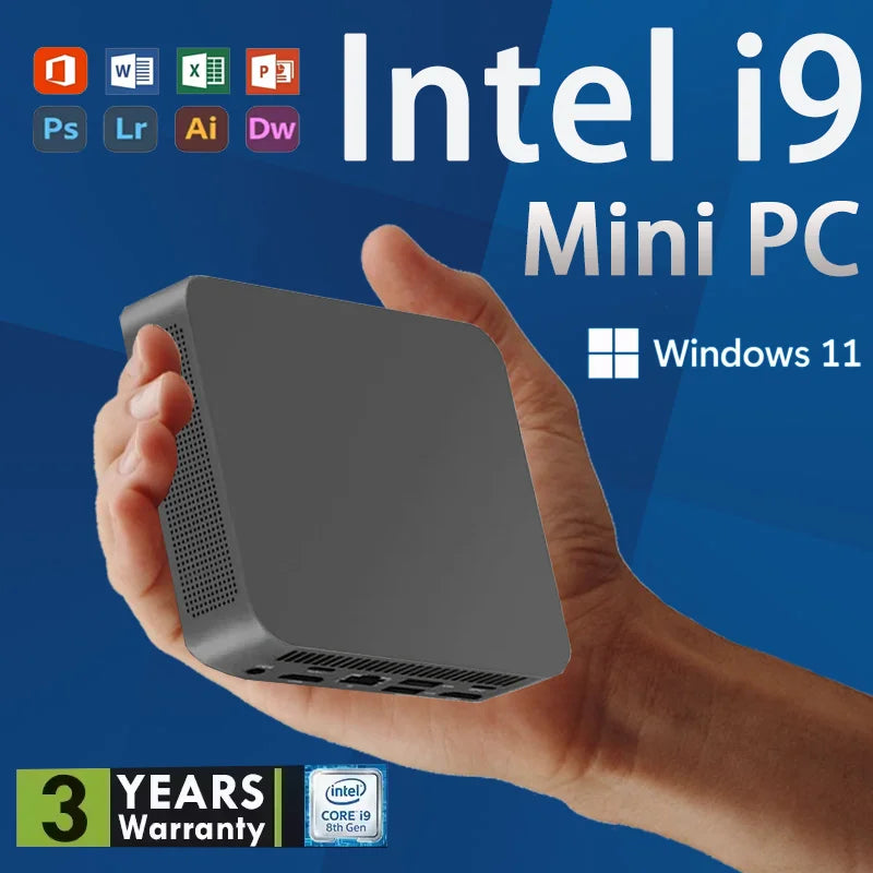 Intel Core i9 10980HK Portable Mini PC Computer Windows 11 16GB 1/2TB SSD Gaming Computer WiFi 6 USB office Mini Desktop PC