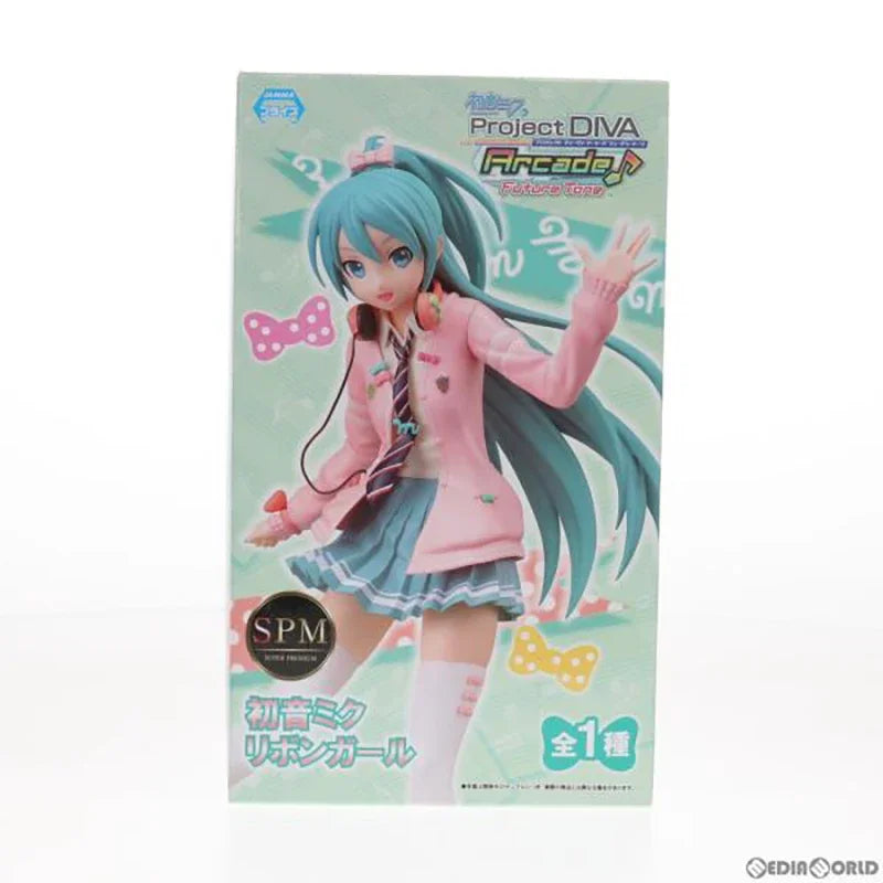 SEGA SPM Miku+Hatsune Project DIVA Arcade Future Tone Ribbon Girl PVC 23CM Anime Action Figures Model Toy in Stock