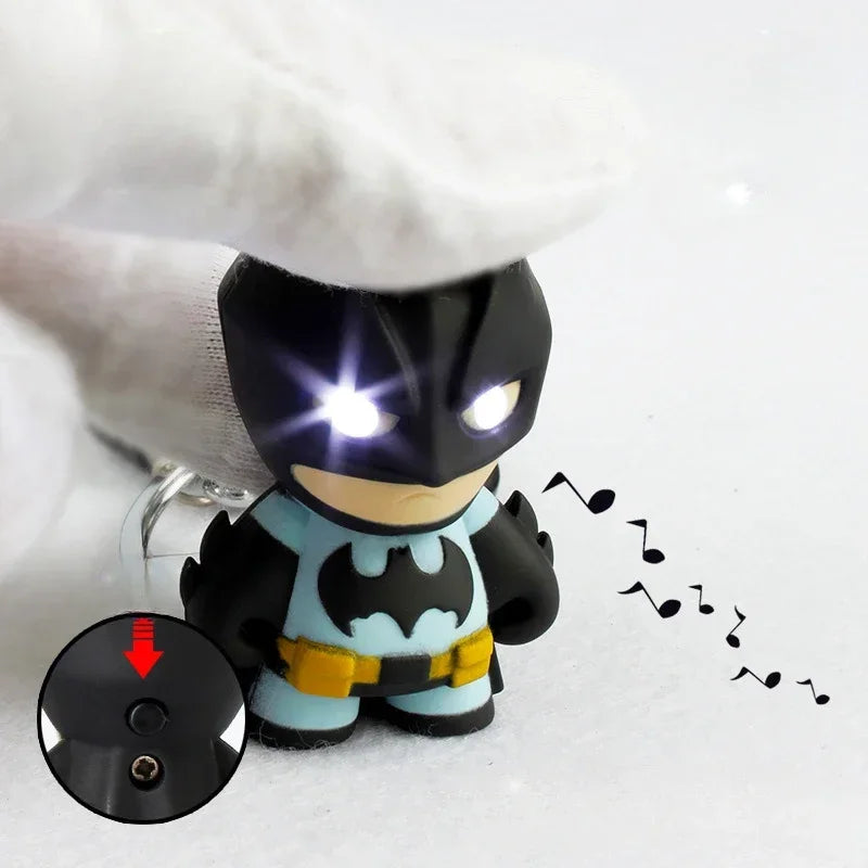6cm The Dark Knight Rises Figures Eyes Glow Batman Keychain Periphery Q Version Ornaments Collection Desktop Display Gift Toy