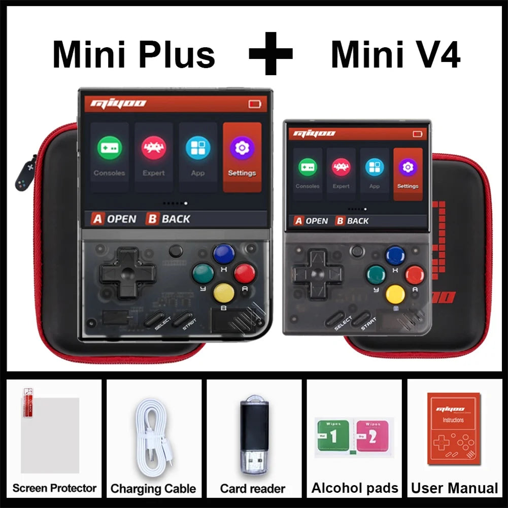 MIYOO Mini Plus + V4 Combination Portable Retro Handheld Game Console 3.5/2.8''IPS Screen Classic Video Game Console Gaming Gift