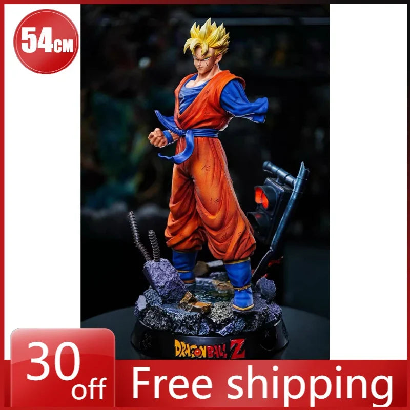54cm Dragon Ball Figure Son Goku Future Can Emit Light Anime Collectible Model Resin Desktop Decorations Holiday Gifts Kids Toys