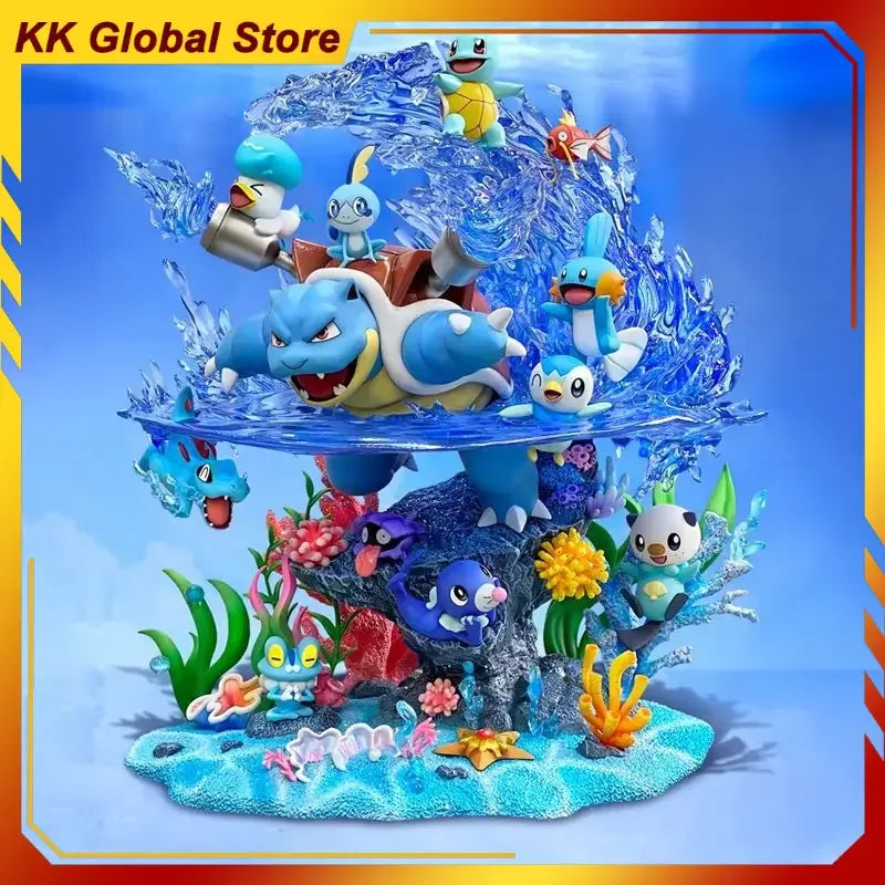 33cm Pokemon Anime Figure Peripherals Water System Squirtle Family Portrait Figure Model Decoration Ornament Birthday Gift Toys
