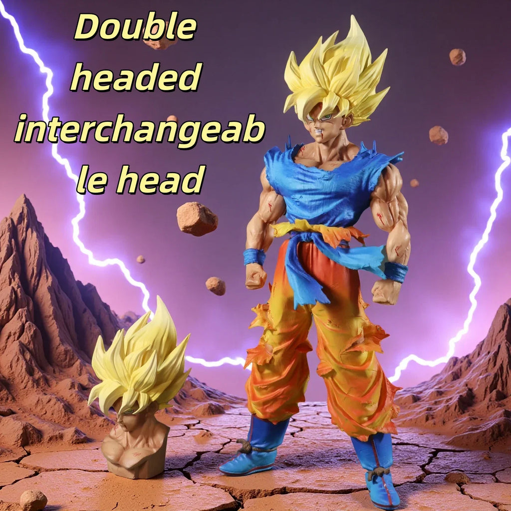 Interchangeable head 27cm Dragon Ball Z Figure Goku Anime Figures First Super Saiyan  Gokou PVC Model Toys Doll  Gifts