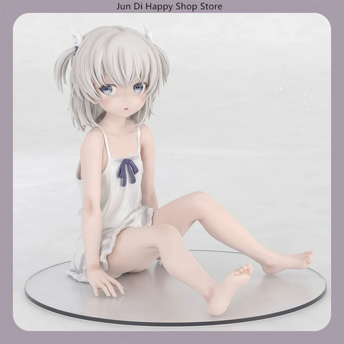 10cm White Hair Anime Girl Sitting Pose Anime Figure Model Statue Collection Desktop Decoration Ornament Toy Gift for Fans
