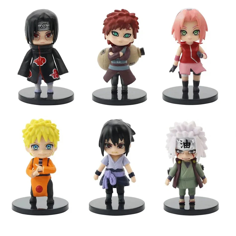 12pcs/set Naruto Shippuden Anime Figures - Hinata Sasuke Itachi Kakashi Gaara Q Version PVC Toys Dolls for Kids Christmas Gifts