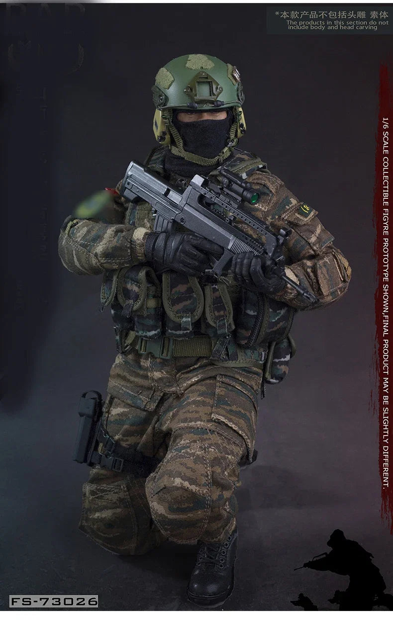 FLAGSET FS73026 1/6 Tactical Camouflage Suit Chinese Armed Police Special Forces Falcon Commando Suits 12" Action Figure Body
