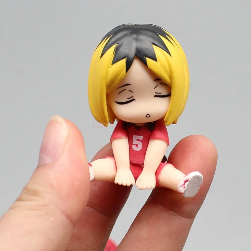 4pcs Haikyuu!! Anime Figure Gk Sleep Q-version Twisted Egg Cute Desktop Decoration Pvc Model Action Doll Statue Toychristmasgift