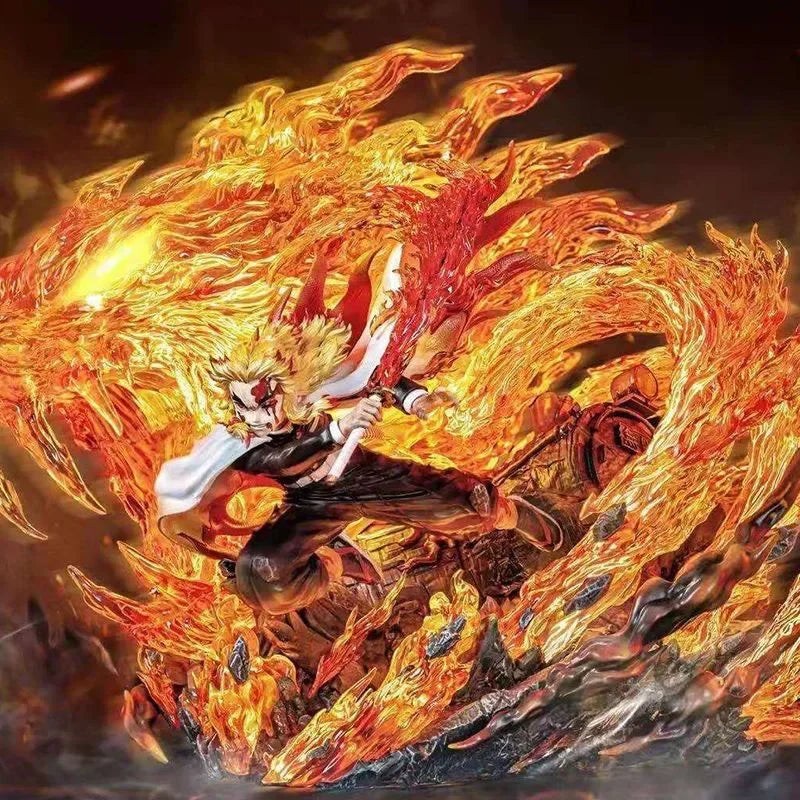 27cm Anime Demon Slayer Gk Figurine Rengoku Kyoujurou Action Figure Fantasy PVC Collection Ornament Model Creative Toys Gifts