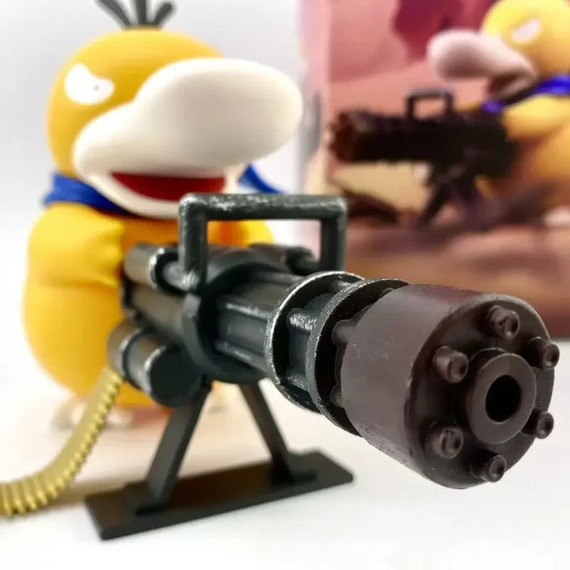 Pokemon Psyduck Gatling Gun Anime Figure Cross Dressing Toys PVC Statue Model Collection Decor Creative Peripheral Birthday Gift