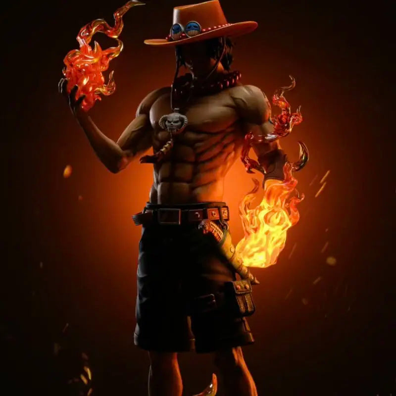 70cm One Piece Dreamy Ace Sparkling Handheld Anime Peripheral Desktop Ornament Statue Toy Festival Gift
