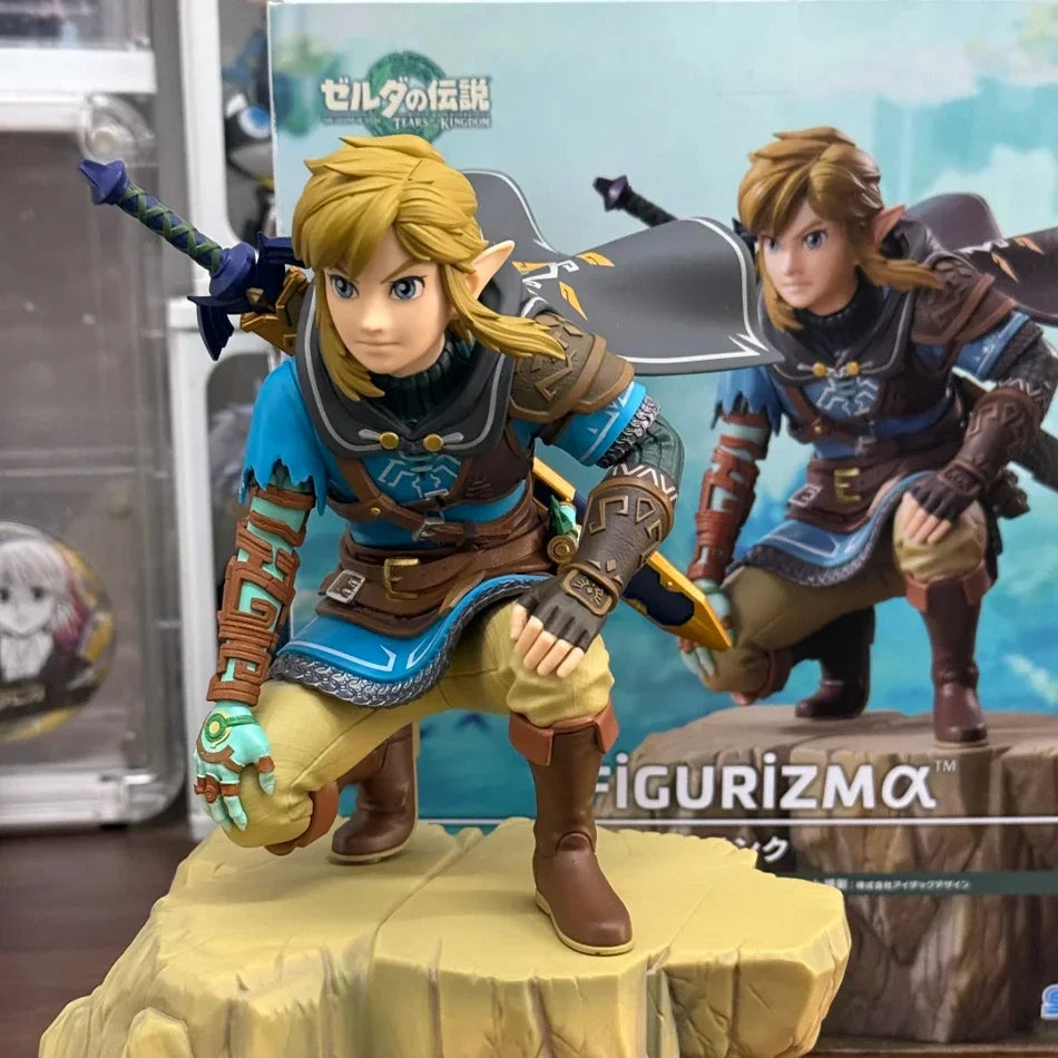 Anime 12CM Legend Of Zelda Link Kingdom Of Tears Squatting Position Figure Statue Game Pvc Handheld Models Toy Ornaments Gifts