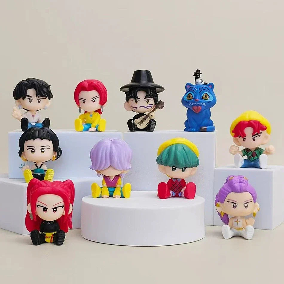 10pcs/Set K-pop Demon Hunters Anime Figure Toys Q Version Derpys Tiger Rumi Mira Zoey Sussy Figurine Doll Fans Christmas Gift