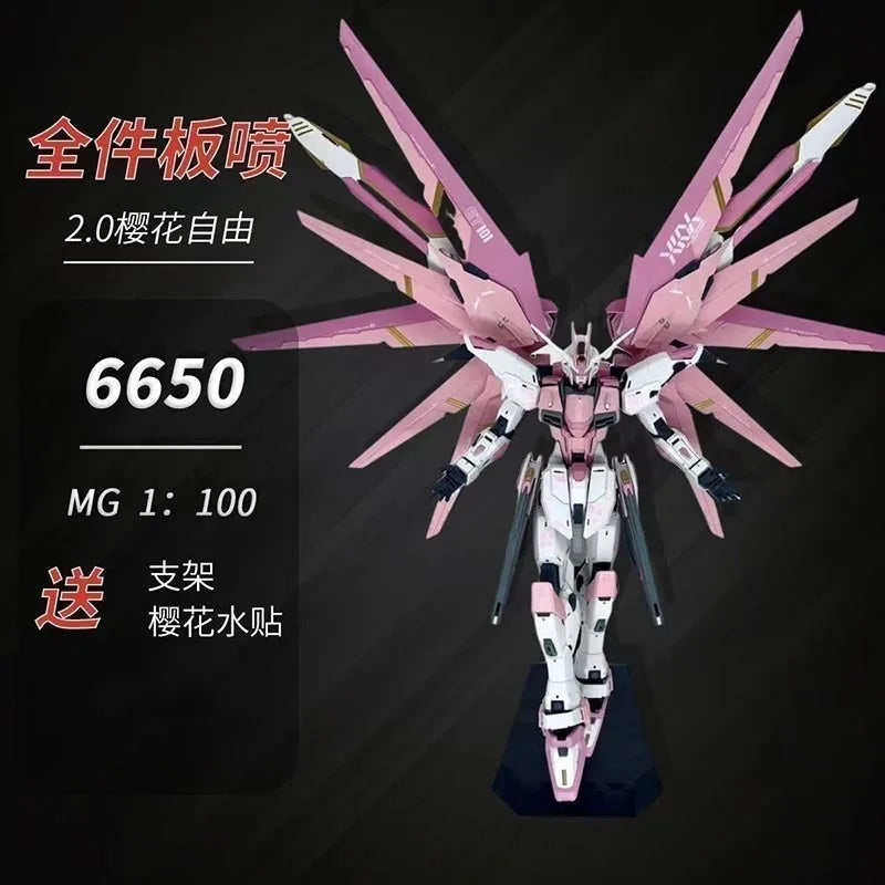 Mg Cherry Blossom Freedom 2.0 1/100 Scale Action Figure With Cherry Blossom Water Stickers Magic Change Collectible Toy Gift