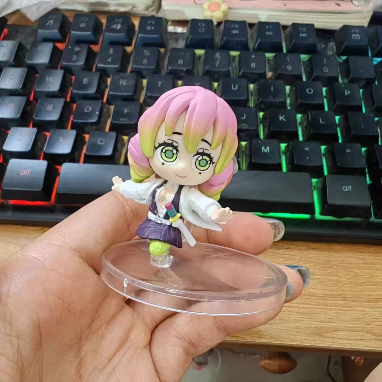 Genuine Action Figure Demon Slayer Iguro Obanai Tomioka Giyuu Kanroji Mitsuri Tokitou Muichirou Cute Q-version Model