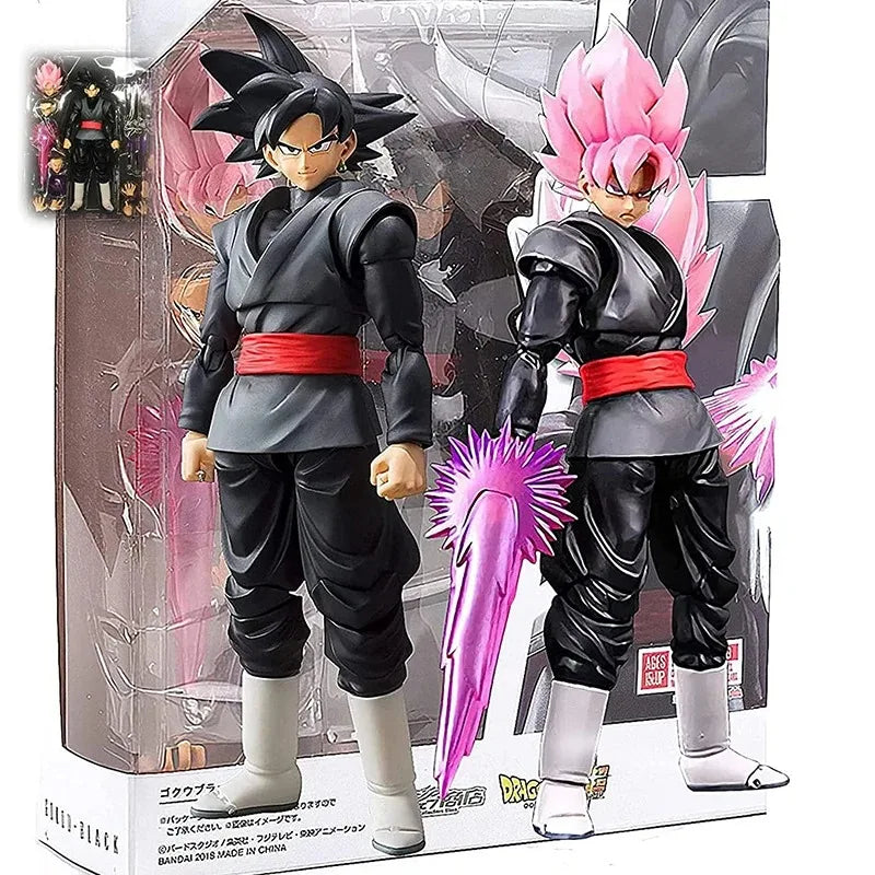 14cm Dragon Ball Black Goku Zamasu Anime Action Figure Super Saiyan Movie Version Dbz Model With Multiple Accessories Toys gifts