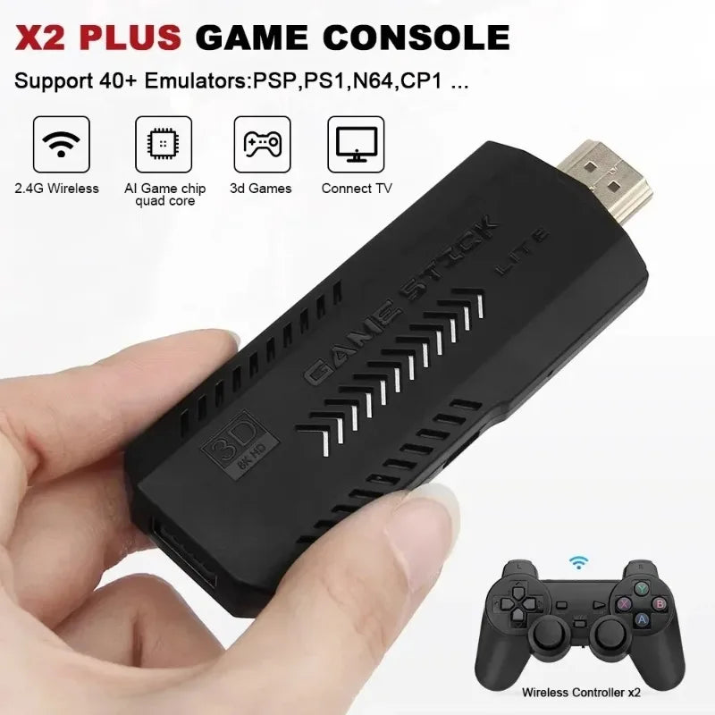 Newly X2 Plus 4K Game Stick 256GB Retro Gaming Console with Wireless Controllers for 4K Classic Games