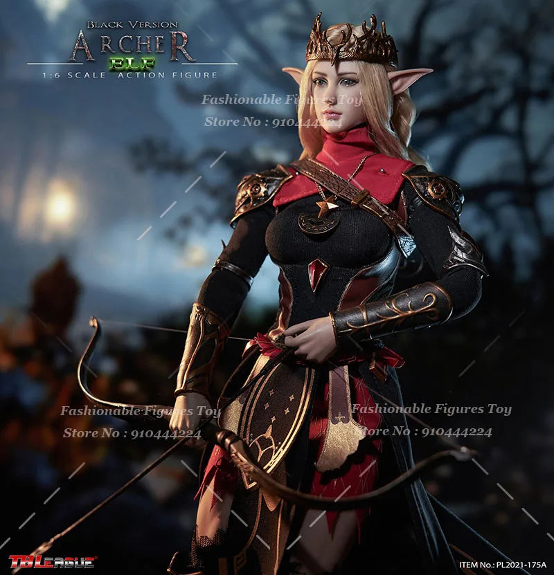 TBLeague Pl2021-175 1/6 Women Soldier Elf Archer Black Fighter Full Set 12Inch Action Figure Model Fans Holiday Gifts Collection
