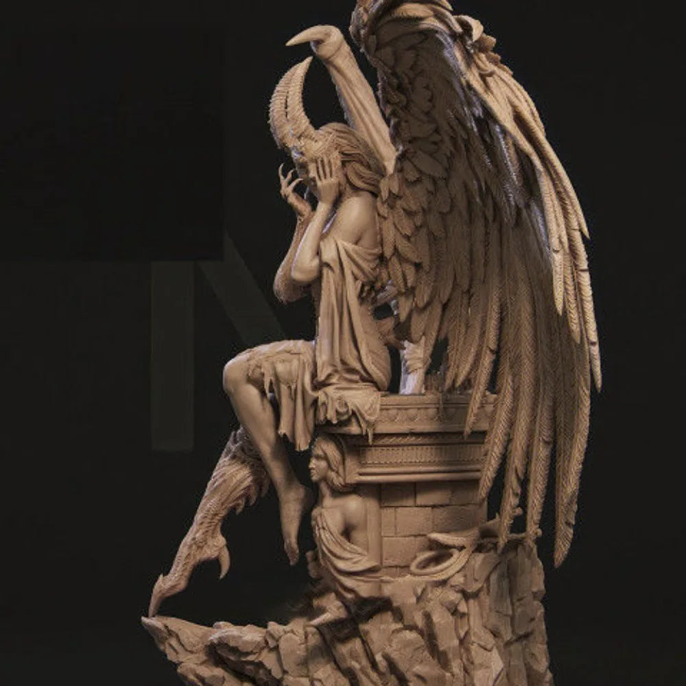 14cm/17cm/20cm/23cm Evil Angel Witch No Coloring White Model 3D Printed Self-assembly DIY Coloring Figurines Miniatures