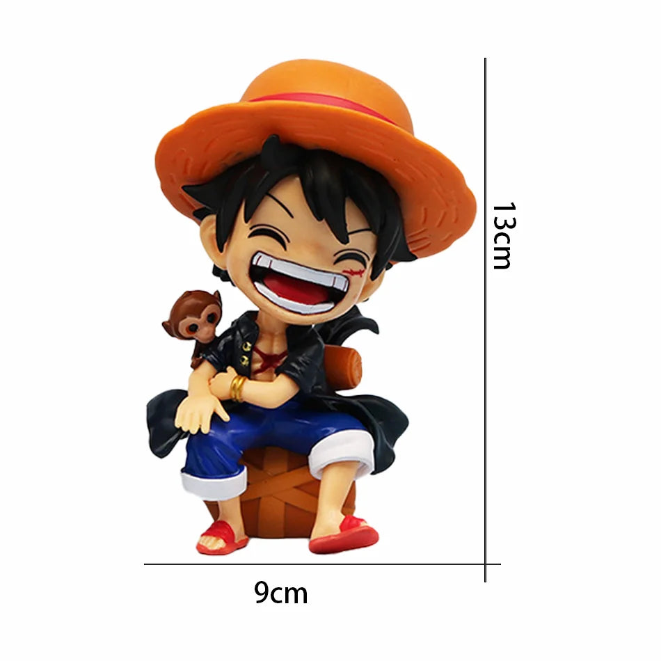 One Piece Handheld Luffy Solon Portgas·D· Ace Sitting Yamato versión Q juego de moda dibujos animados Anime coche ornamento rega