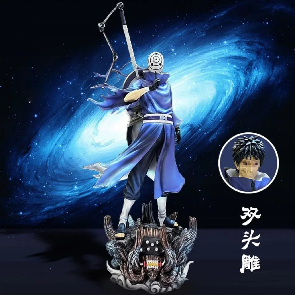 Naruto Anime Figures Uchiha Obito Standing Posture Double Headed Sculpture Action Doll Pvc Model Statue Ornament Toys Gifts