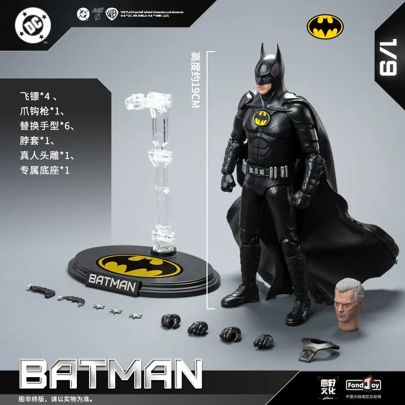Licensed FondJoy 1/9 Keaton Batman Action Figure DC Collectible Model Toy The Flash Movie Figure With Base Desktop Deco Boy Gift