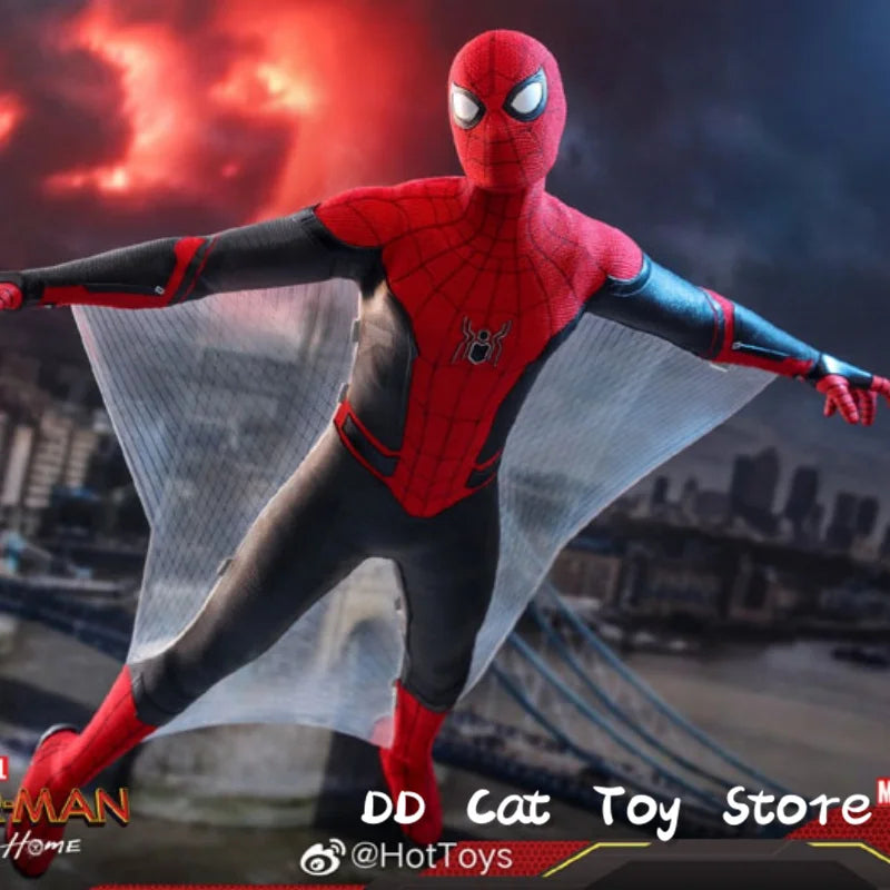 Original Hottoys HT 1/6 MMS542 Spider Man Figure Spiderman Far From Home Red And Black Upgrade Suit Action Figure Customized