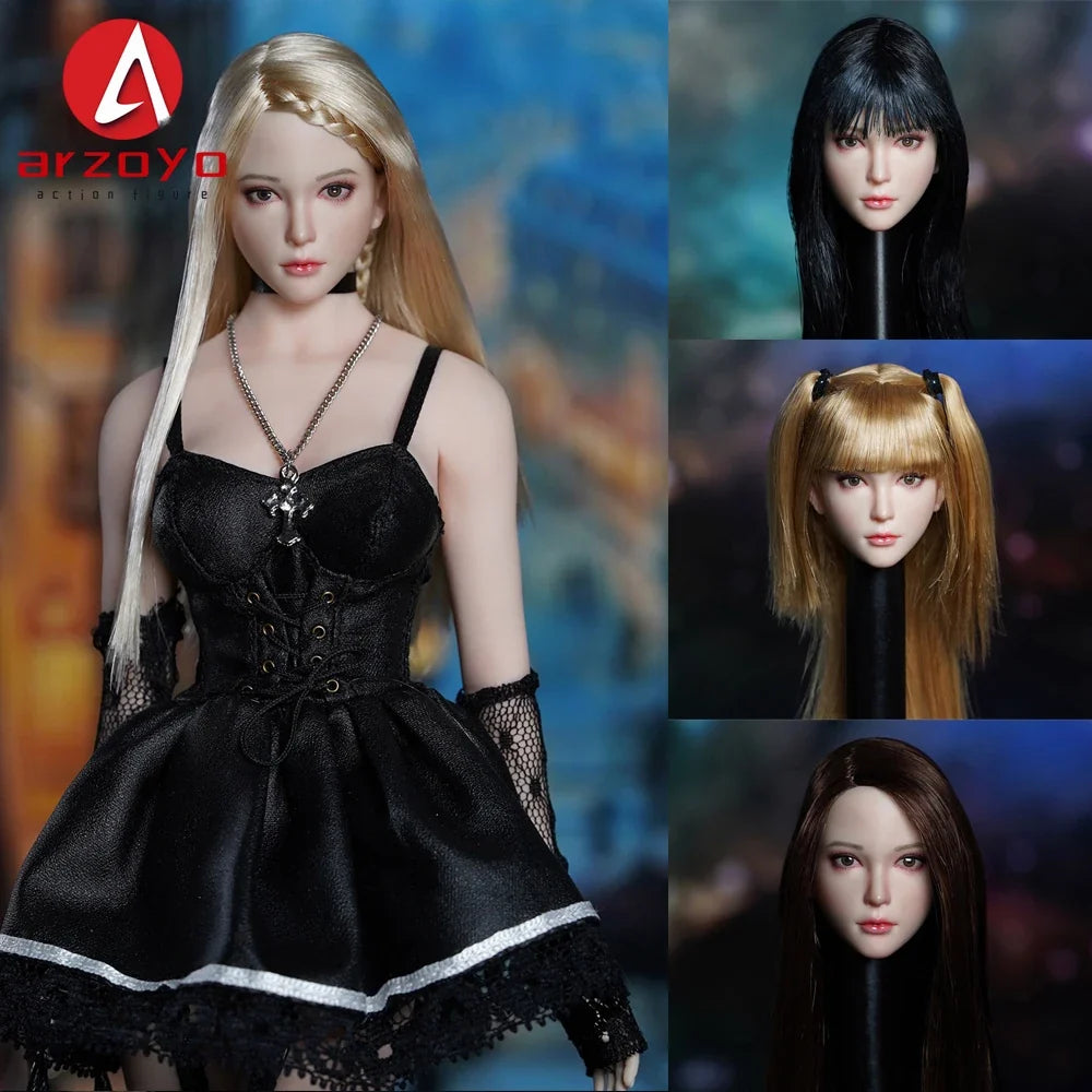 SUPER DUCK 1/6 SDH028 Female Girl Head Sculpt Carving Model Fit 12'' TBL JIAOU Action Figure Body Doll