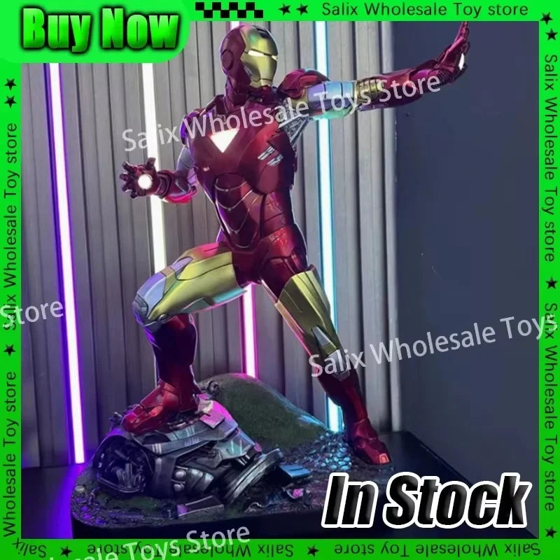 In Stock 50cm Avengers Iron Man Mk6 Anime Figures Large Figurine Luminous Figures Gk PVC Model Ornaments Gift Customized