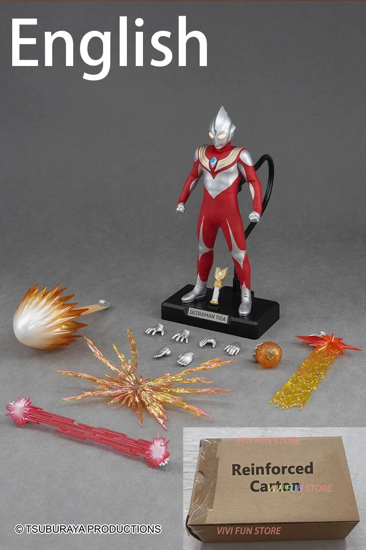 In Stock Alphamax Ultraman Tiga POWER TYPE Model Action Figures Model Collection Model Toy Cloth Clothes Red ver.