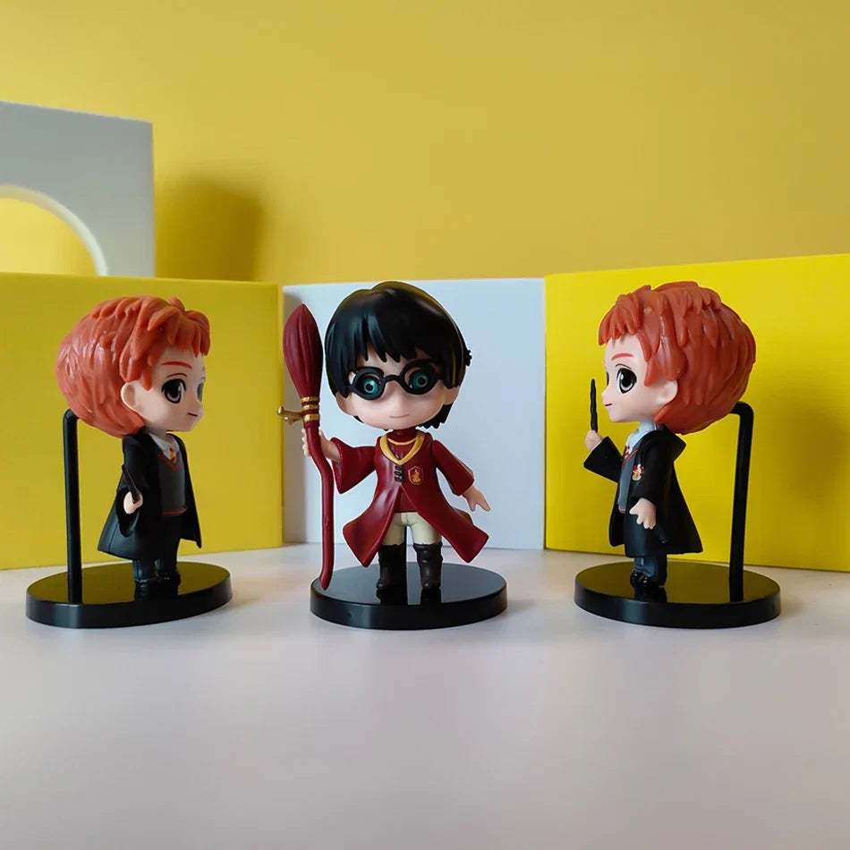 7-9cm 3pcs/10pcs Harryy Q Style Potter Posket Hermione Ron Hedwig Vinyl Figure Toy Cake Decoration Car Model PVC Doll Gift Toys