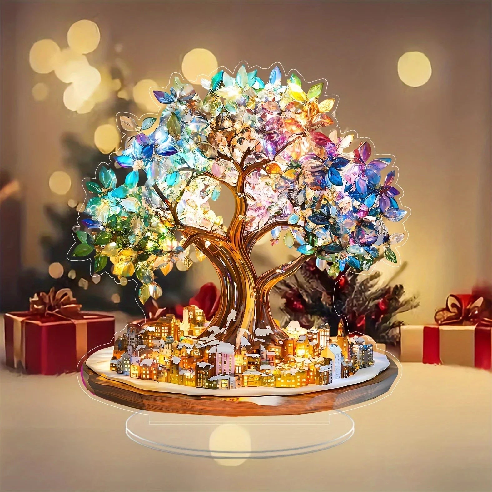 Acrylic 2D Transparent Plane Tree of Life Angel Warrior Figure Decor Office Desktop Decoration Birthday Graduation Ideal Gift
