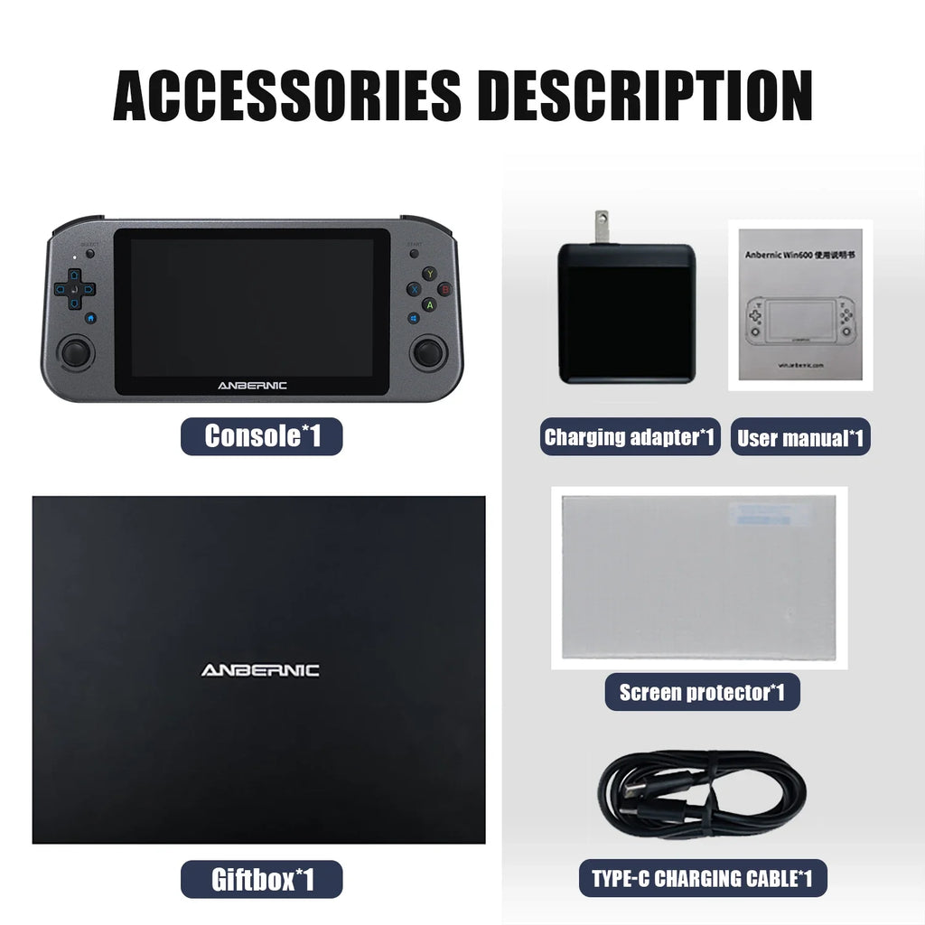 ANBERNIC Win600 5.94" Handheld Game Console Portable Gaming Laptop Computer 2 in 1 Gaming Player Support Windows 11 Steam OS